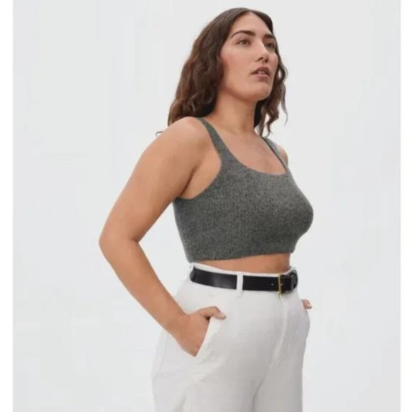 NWT Everlane The Cozy Stretch Tank Gray cropped wool blend top M - Picture 2 of 7